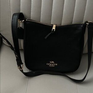 Coach Black Pebbled Leather Gold Crossbody Shoulder Bag